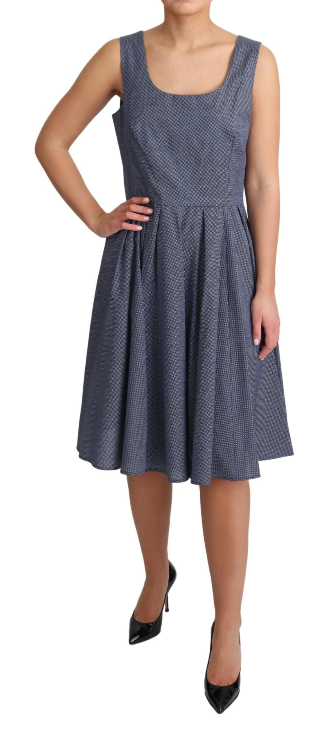 Vestido elástico de algodón azul con lunares de Dolce & Gabbana, corte en A