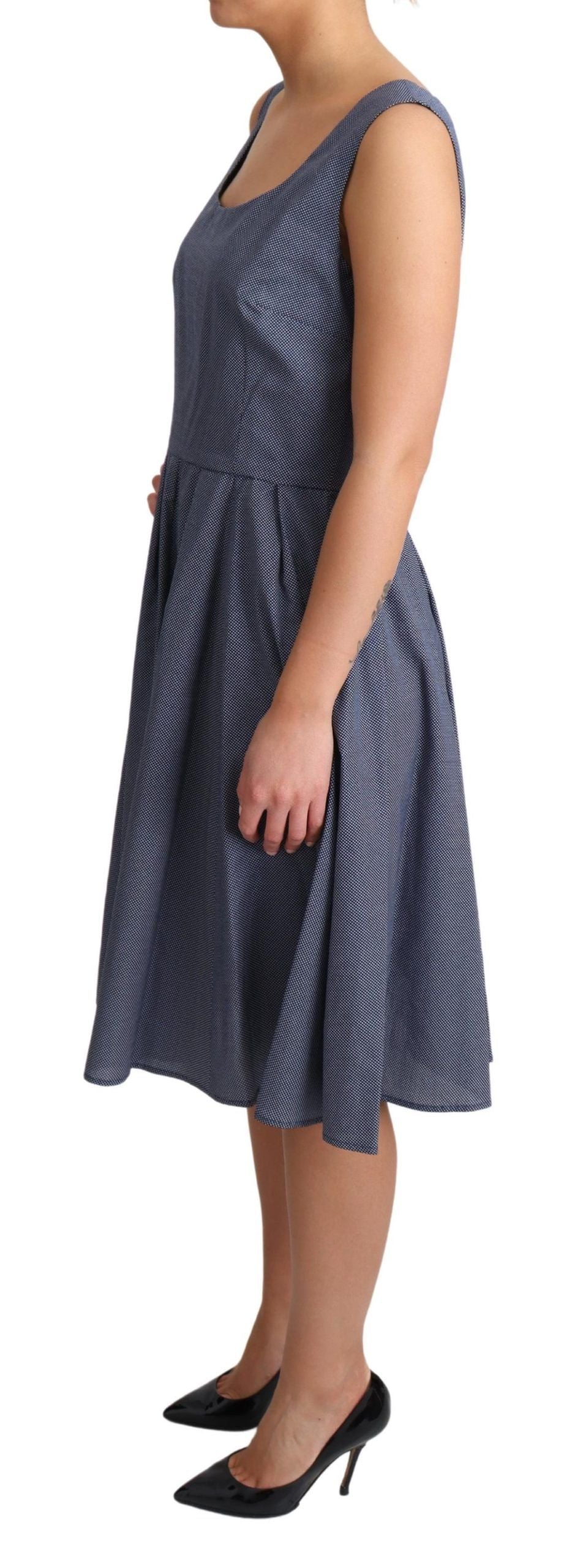 Vestido elástico de algodón azul con lunares de Dolce & Gabbana, corte en A