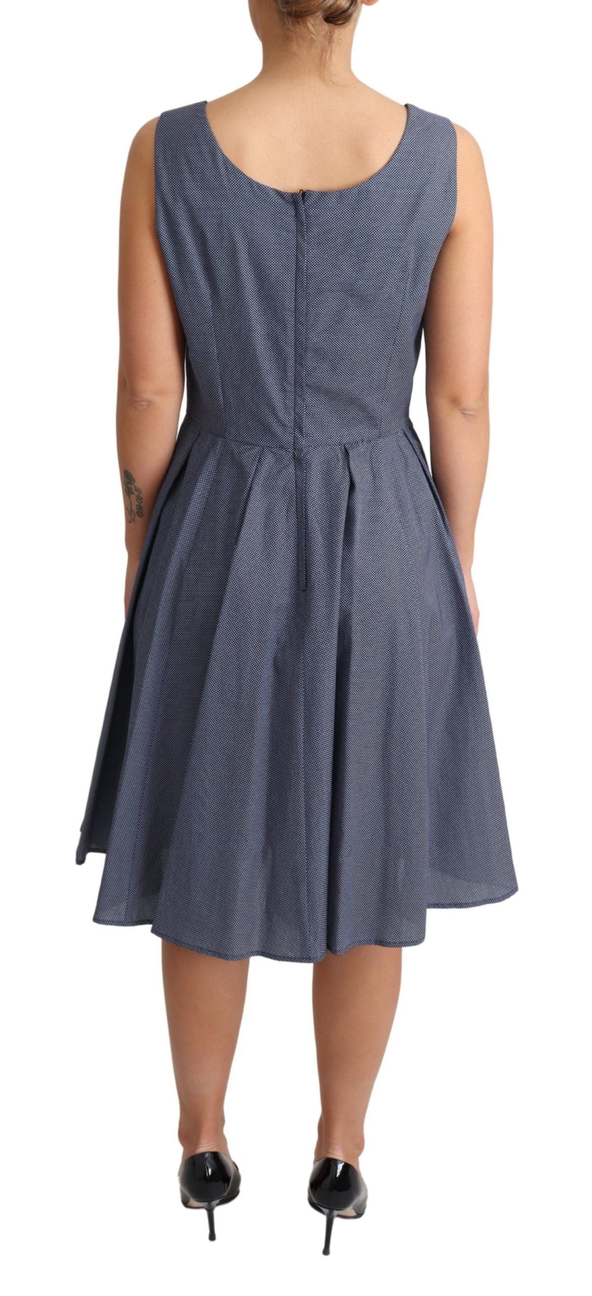 Vestido elástico de algodón azul con lunares de Dolce & Gabbana, corte en A