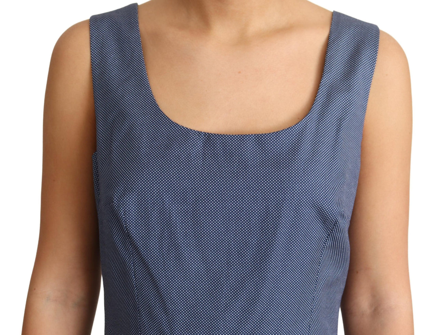 Vestido elástico de algodón azul con lunares de Dolce & Gabbana, corte en A