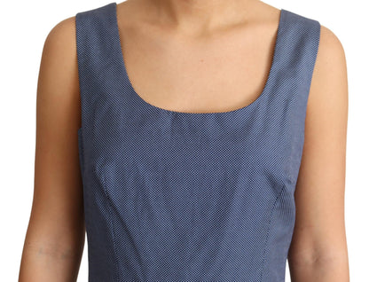 Vestido elástico de algodón azul con lunares de Dolce & Gabbana, corte en A