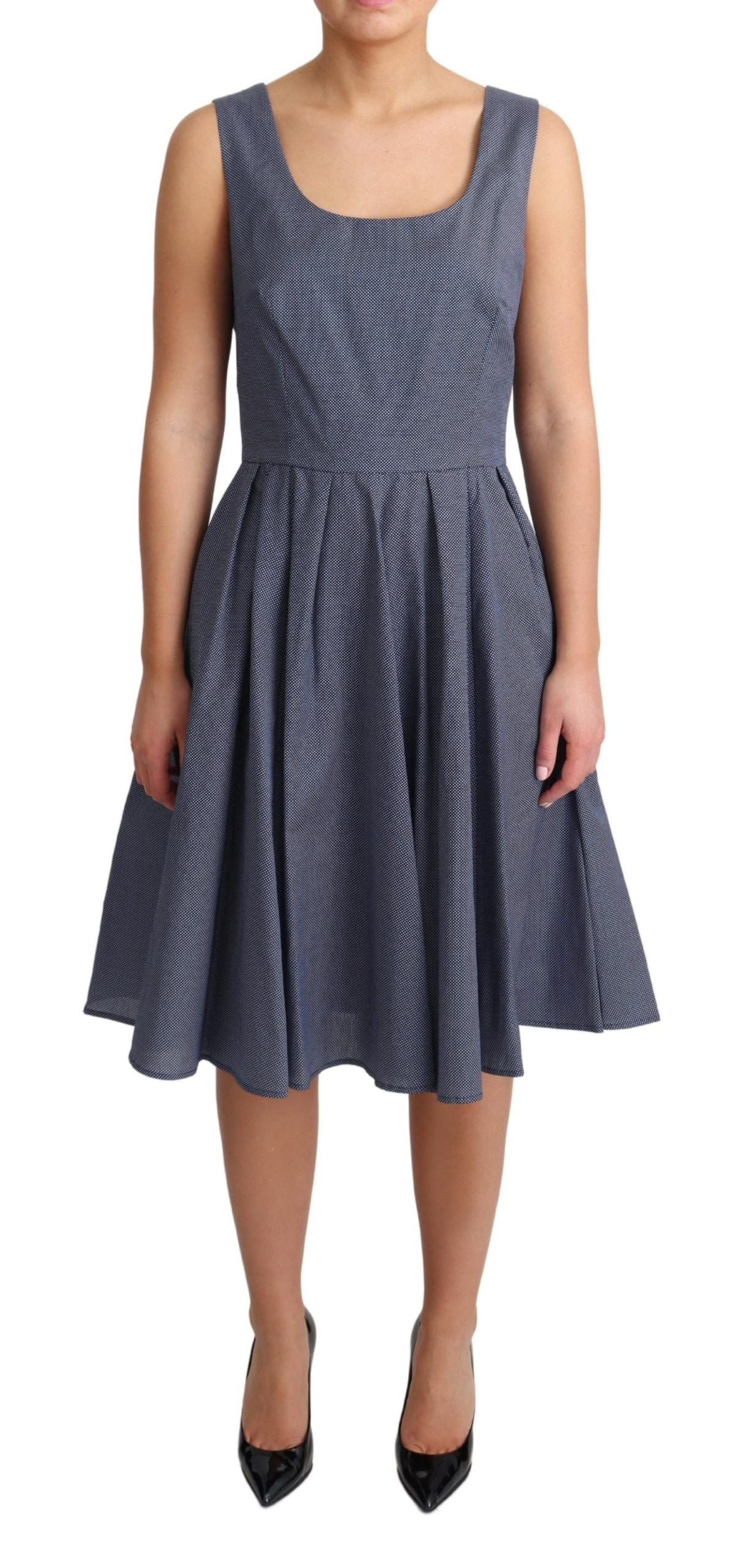 Vestido elástico de algodón azul con lunares de Dolce & Gabbana, corte en A