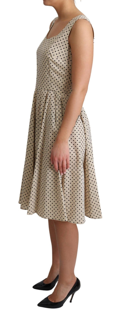 Vestido Acampanado de Algodón Beige con Puntos de Dolce & Gabbana