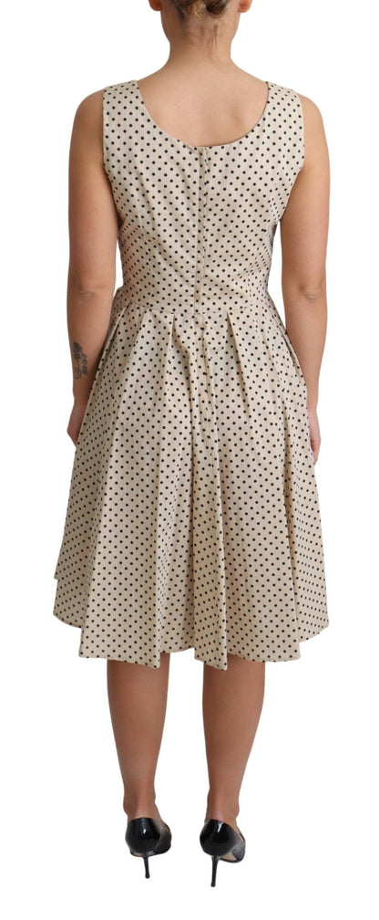 Vestido Acampanado de Algodón Beige con Puntos de Dolce & Gabbana