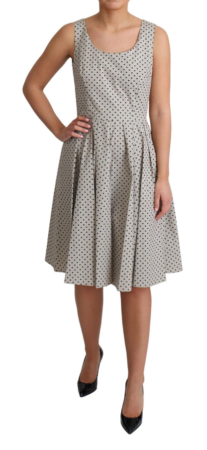 Vestido Acampanado de Algodón Beige con Puntos de Dolce & Gabbana