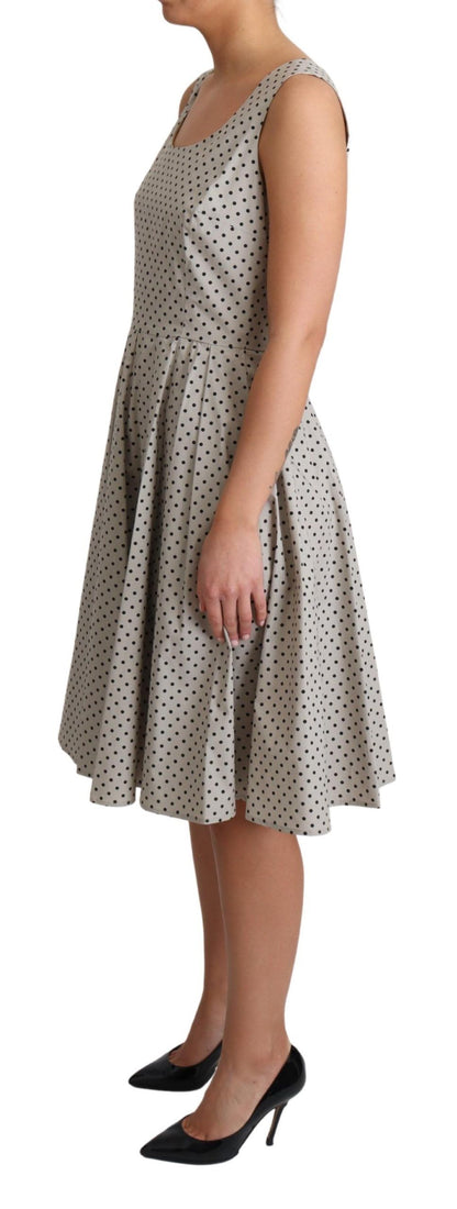 Vestido Acampanado de Algodón Beige con Puntos de Dolce & Gabbana
