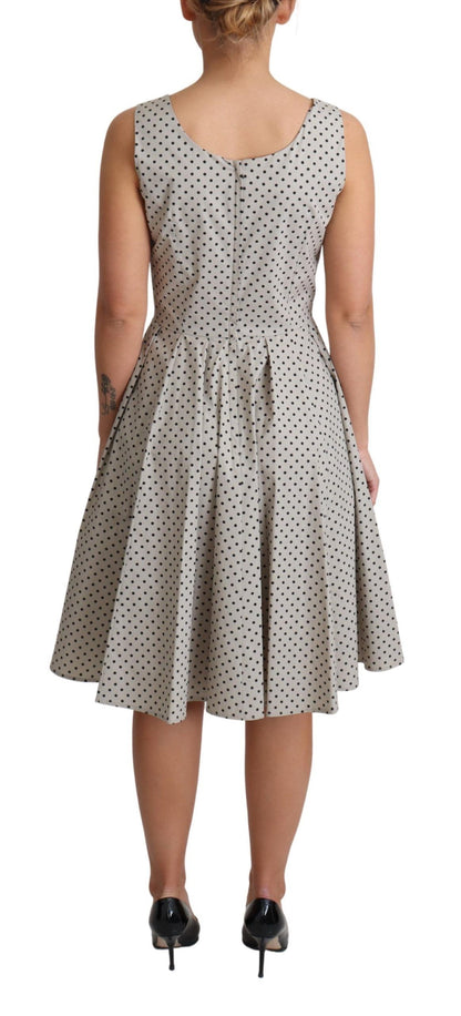 Vestido Acampanado de Algodón Beige con Puntos de Dolce & Gabbana