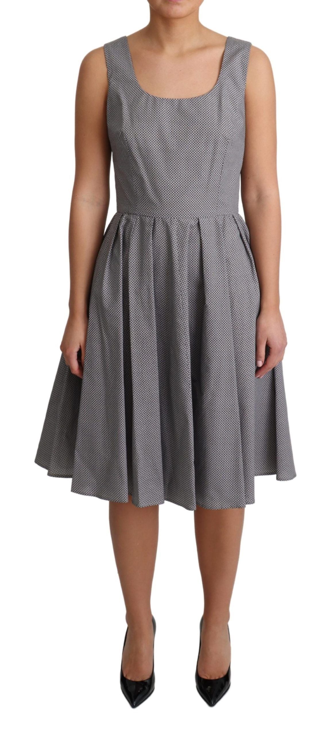 Vestido de algodón con línea A de Dolce & Gabbana, azul y beige geométrico