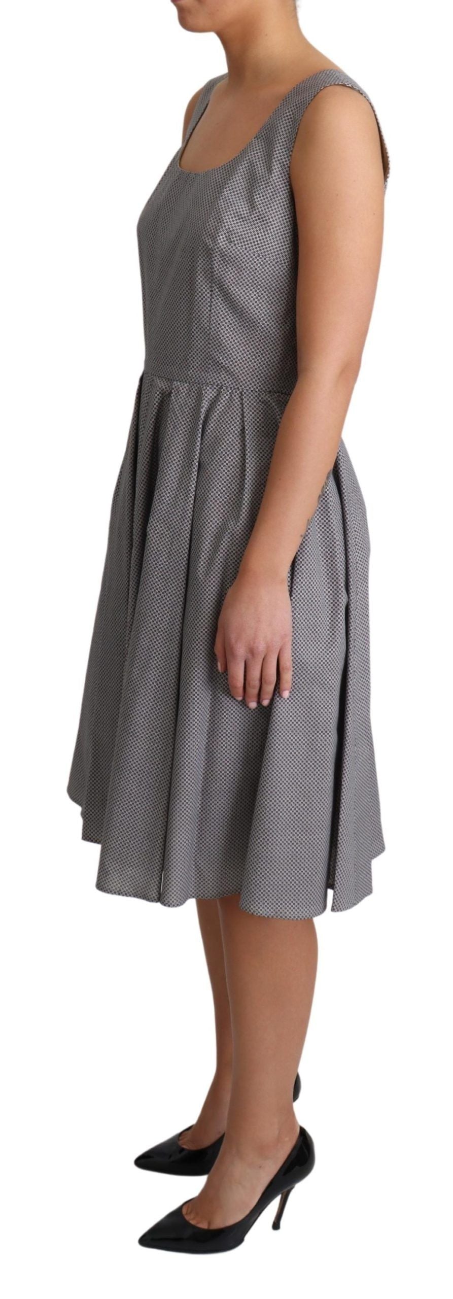 Vestido de algodón con línea A de Dolce & Gabbana, azul y beige geométrico