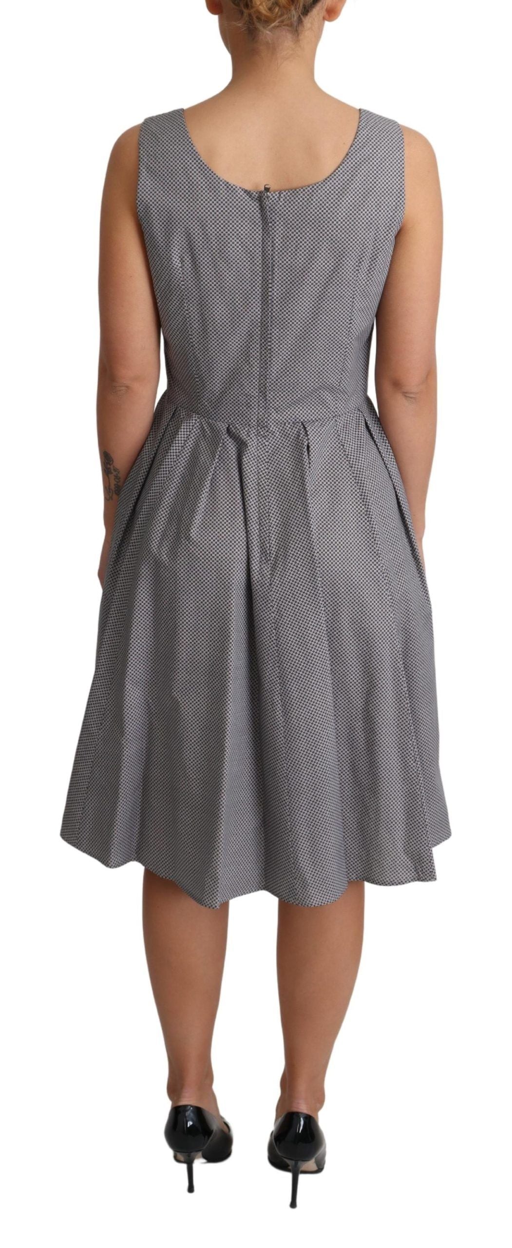 Vestido de algodón con línea A de Dolce & Gabbana, azul y beige geométrico