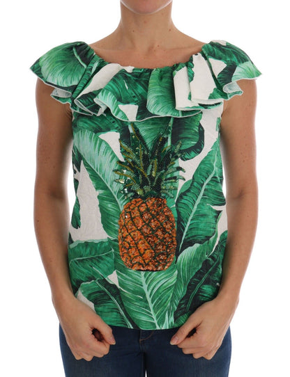 Camiseta Blusa de Lentejuelas Piña Plátano Dolce & Gabbana