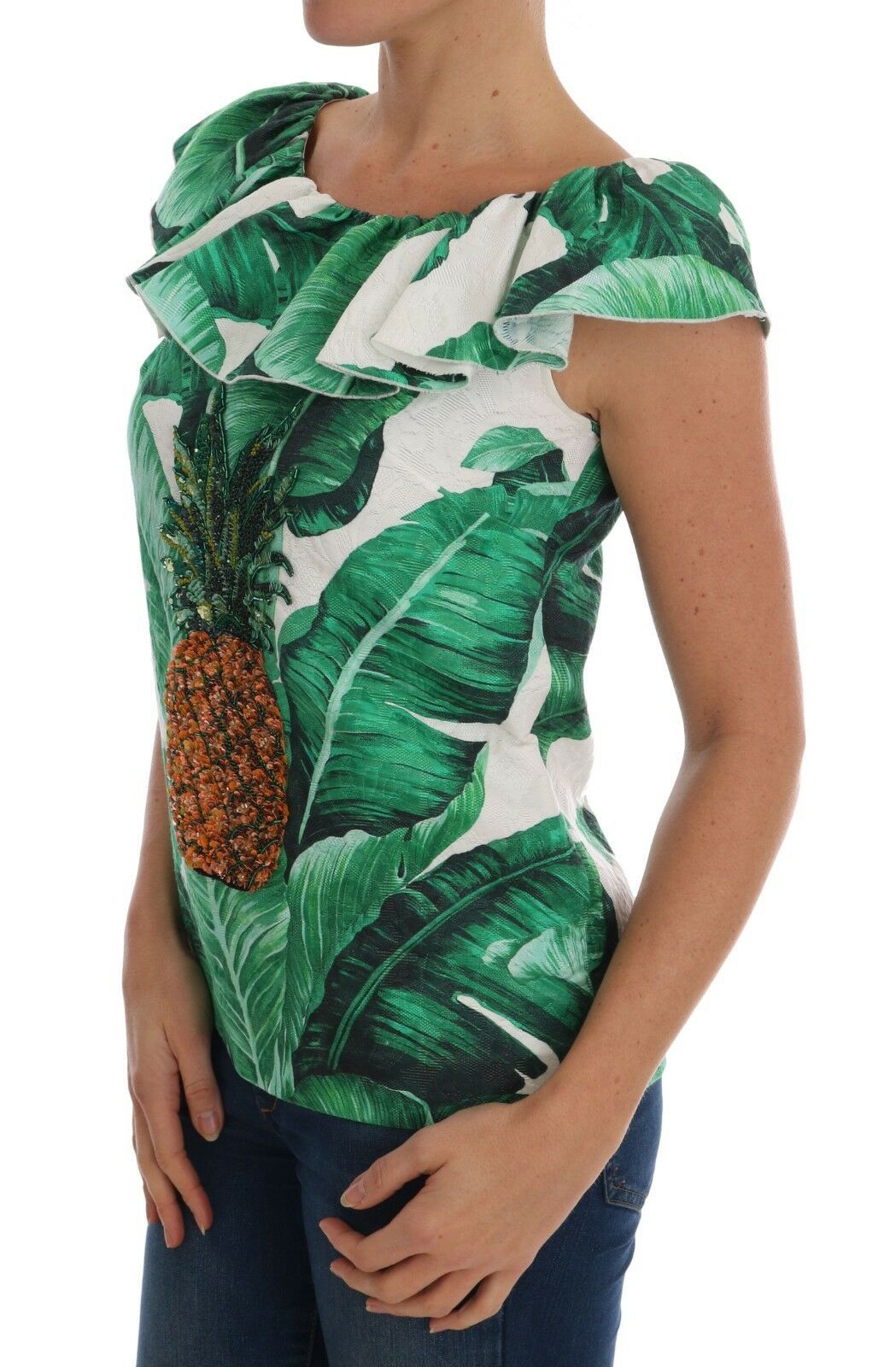 Camiseta Blusa de Lentejuelas Piña Plátano Dolce & Gabbana