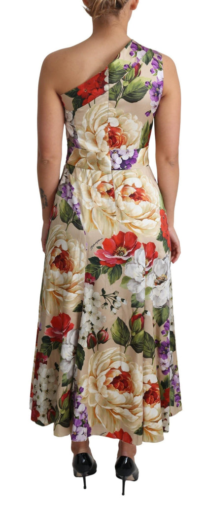 Dolce & Gabbana Vestido de seda elástica con estampado floral y un hombro