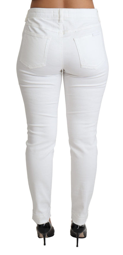 Jeans ajustados Dolce & Gabbana de algodón elástico blanco rasgado