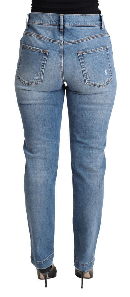 Vaqueros ajustados de mezcla de algodón, desgastados, azules, de Dolce & Gabbana
