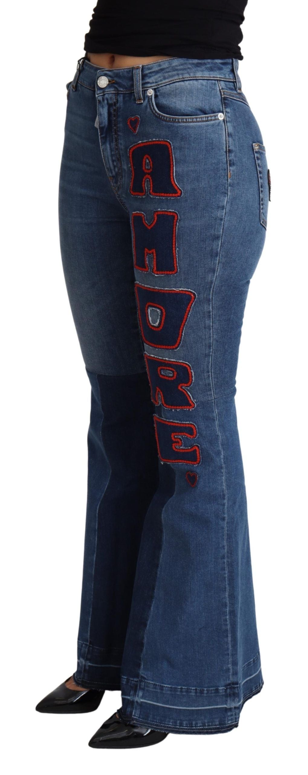Pantalón pitillo elástico de algodón con parche Blue Amore de Dolce & Gabbana