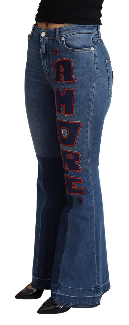 Pantalón pitillo elástico de algodón con parche Blue Amore de Dolce & Gabbana