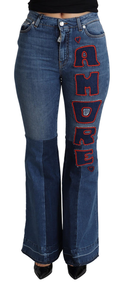 Pantalón pitillo elástico de algodón con parche Blue Amore de Dolce & Gabbana