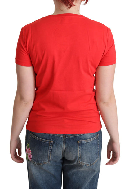 Blusa Camiseta Moschino Roja de Algodón con Estampado "Come Play 4 Us"