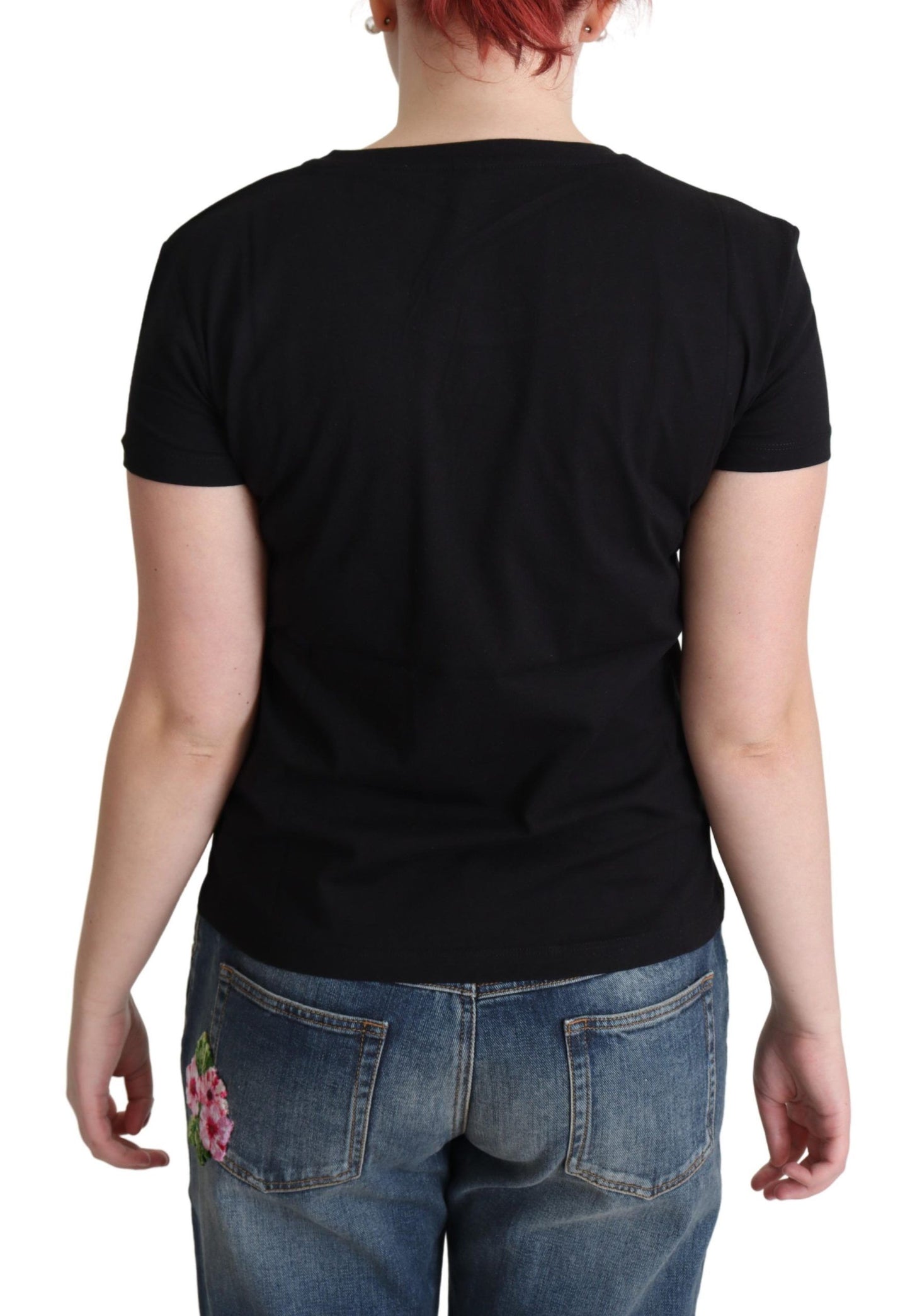 Camiseta Moschino negra de algodón con estampado "Come Play 4 Us"