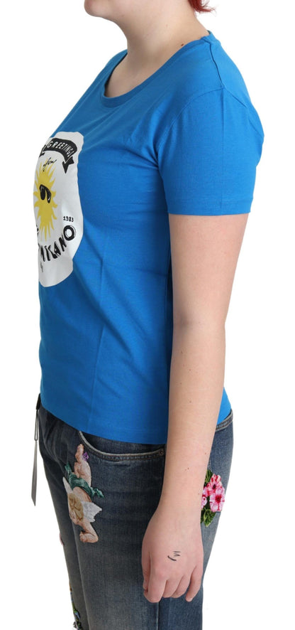 Camiseta Moschino de algodón azul con estampado Sunny Milano