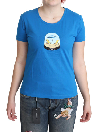 Moschino Camiseta de manga corta de algodón con estampado azul