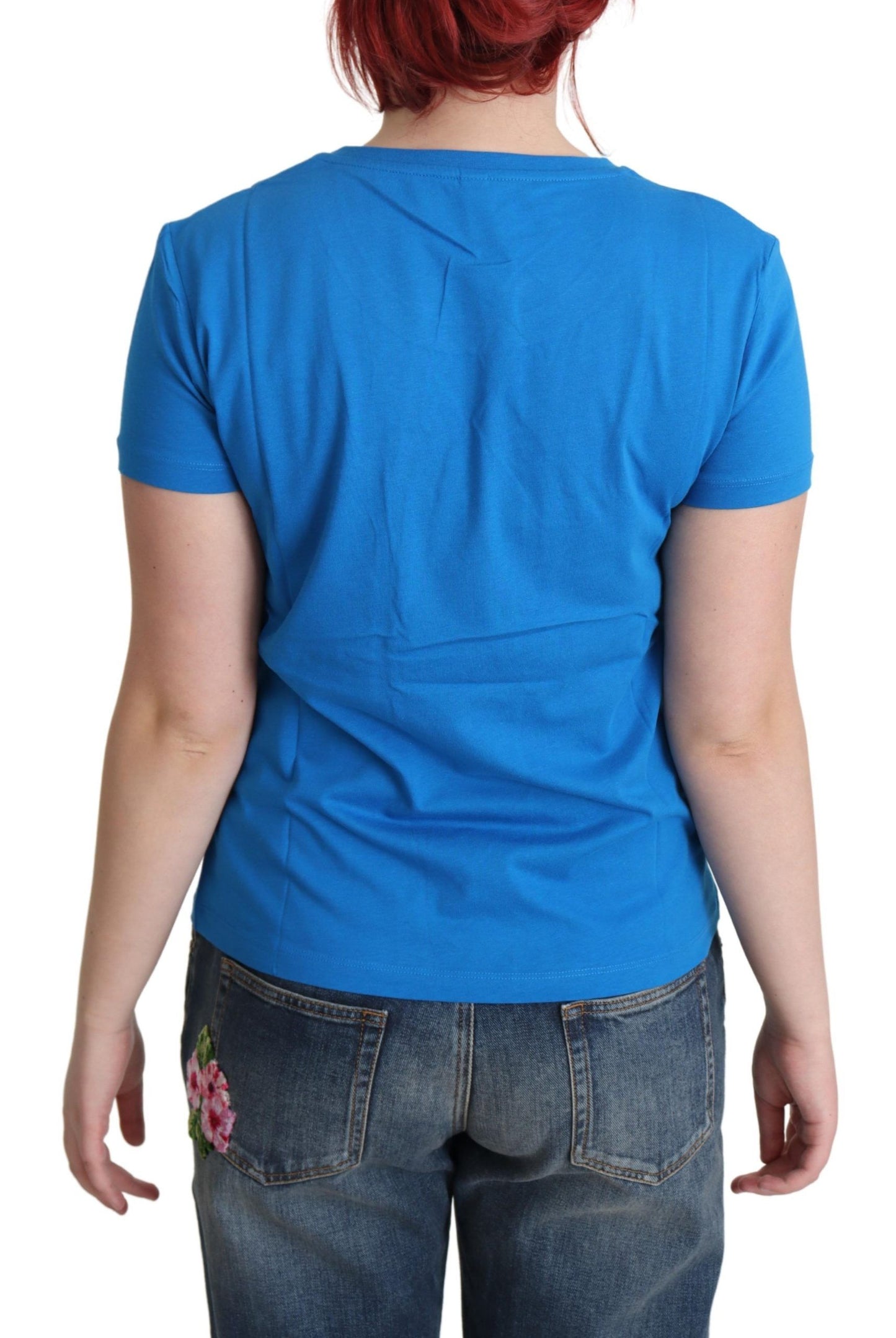 Moschino Camiseta de manga corta de algodón con estampado azul