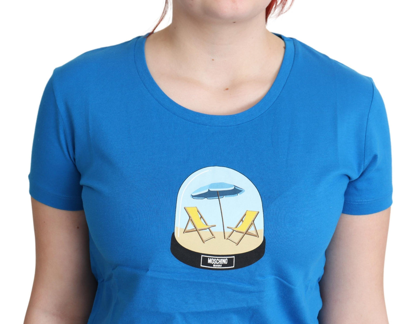 Moschino Camiseta de manga corta de algodón con estampado azul