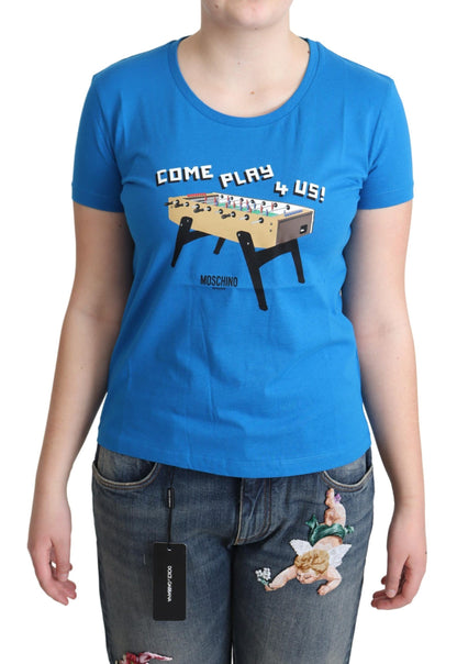 Camiseta Moschino azul de algodón con estampado Come Play 4 Us