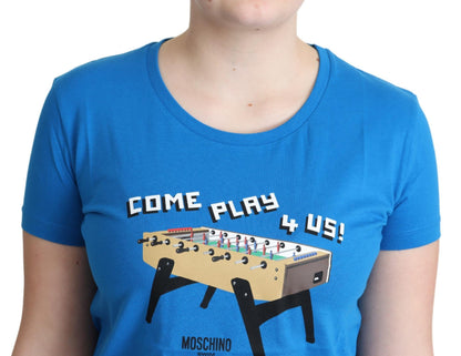 Camiseta Moschino azul de algodón con estampado Come Play 4 Us