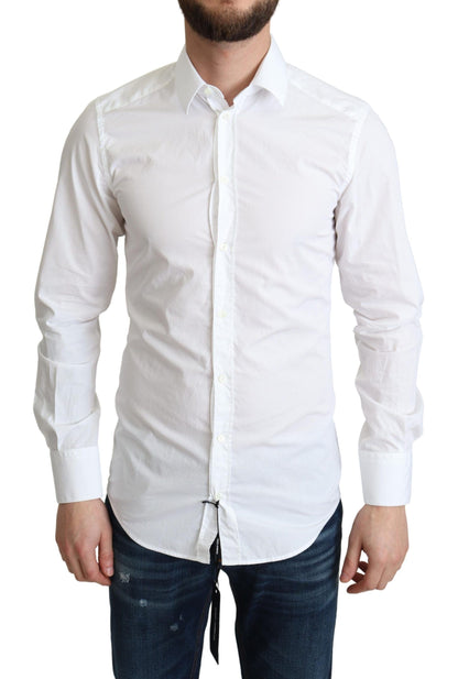 Camisa formal de algodón blanco de manga larga para hombre Dolce & Gabbana