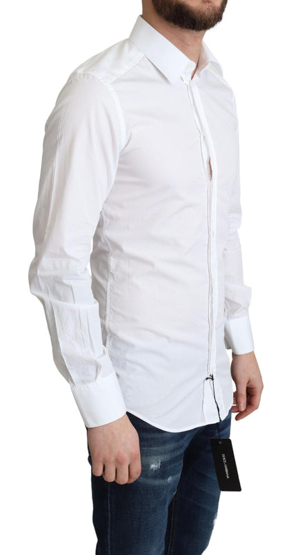 Camisa formal de algodón blanco de manga larga para hombre Dolce & Gabbana