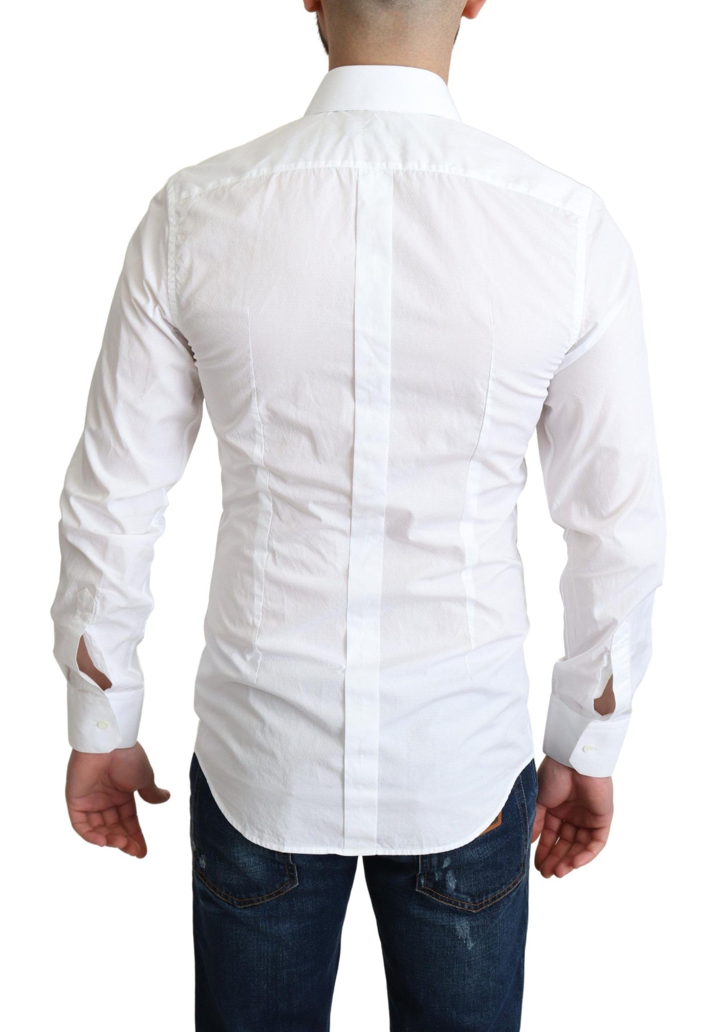 Camisa formal de algodón blanco de manga larga para hombre Dolce & Gabbana