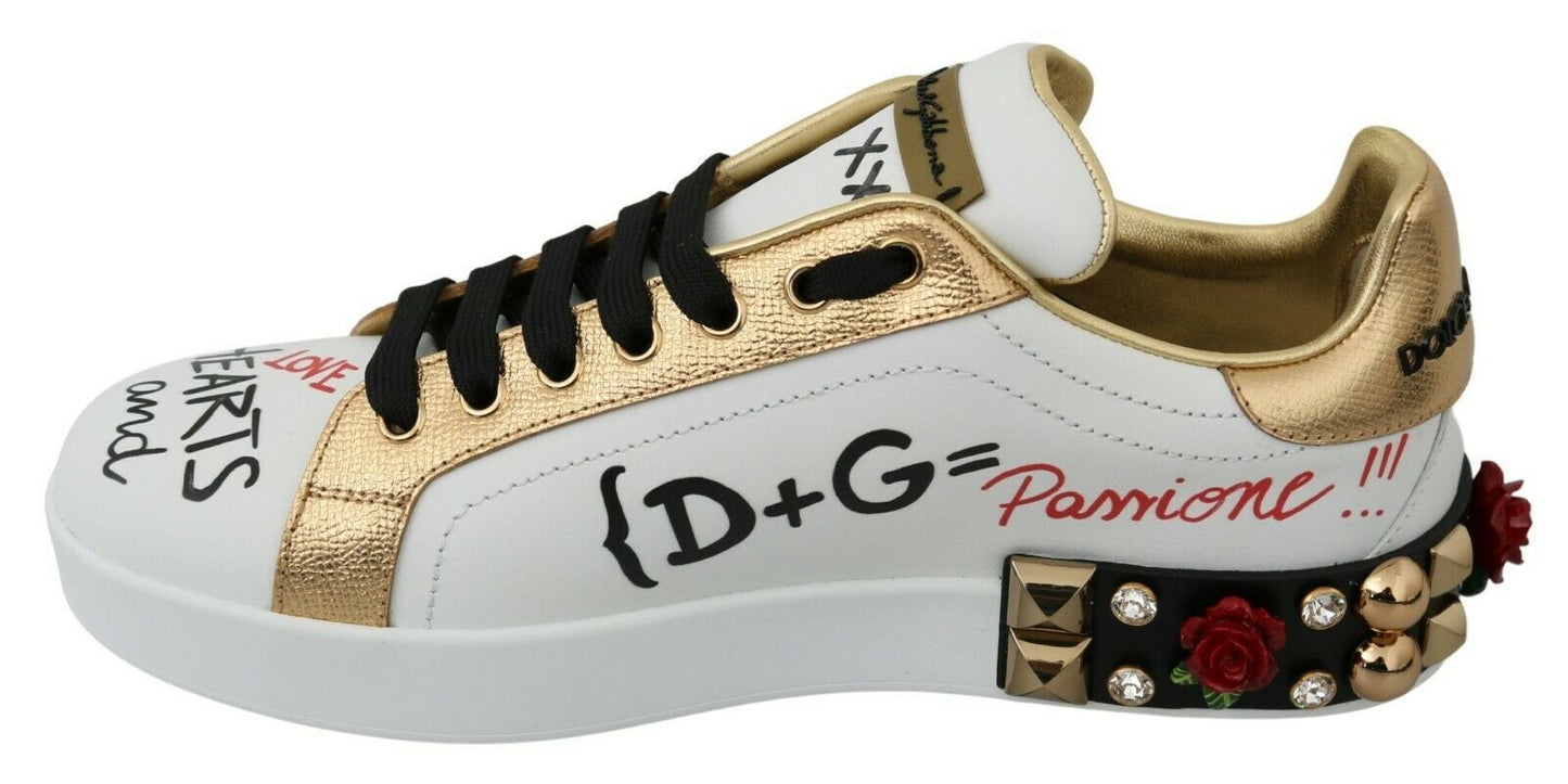 Zapatillas Dolce & Gabbana White Roses de Lentejuelas y Cristales para Mujer