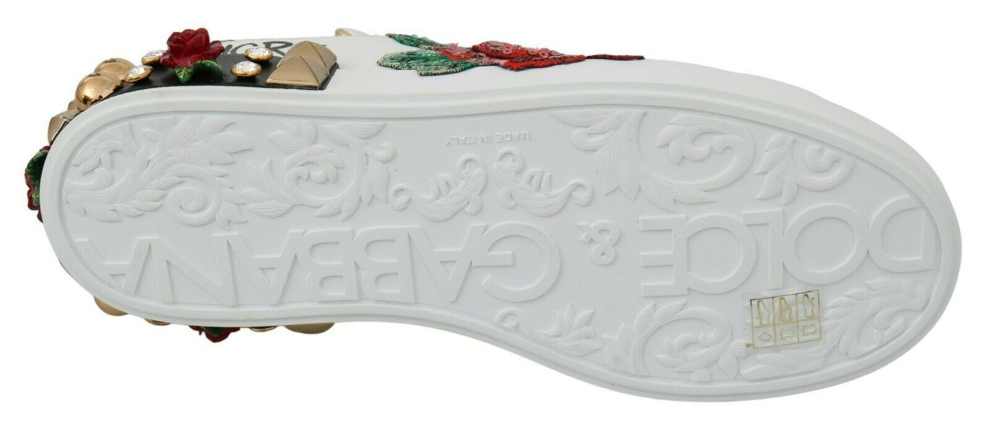 Zapatillas Dolce & Gabbana White Roses de Lentejuelas y Cristales para Mujer