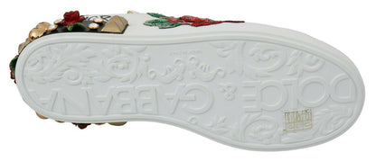 Zapatillas Dolce & Gabbana White Roses de Lentejuelas y Cristales para Mujer