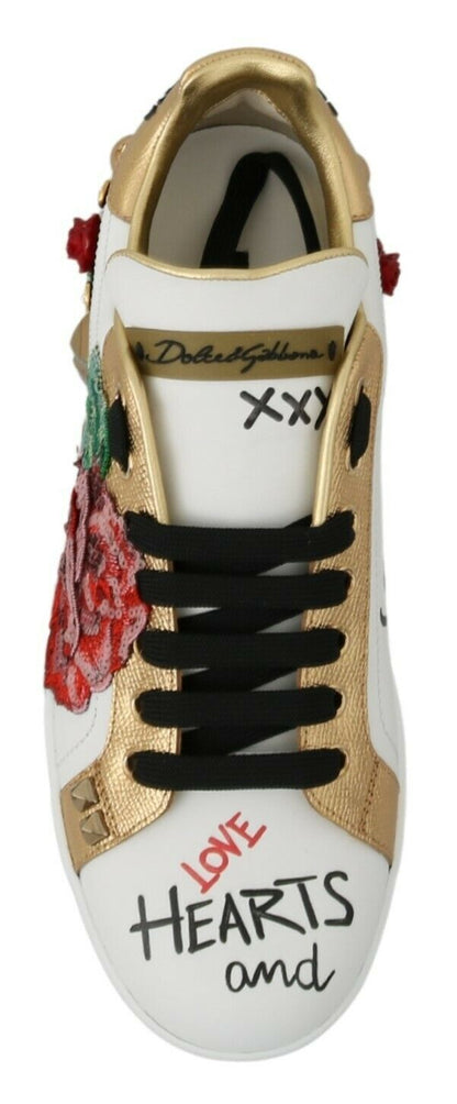 Zapatillas Dolce & Gabbana White Roses de Lentejuelas y Cristales para Mujer