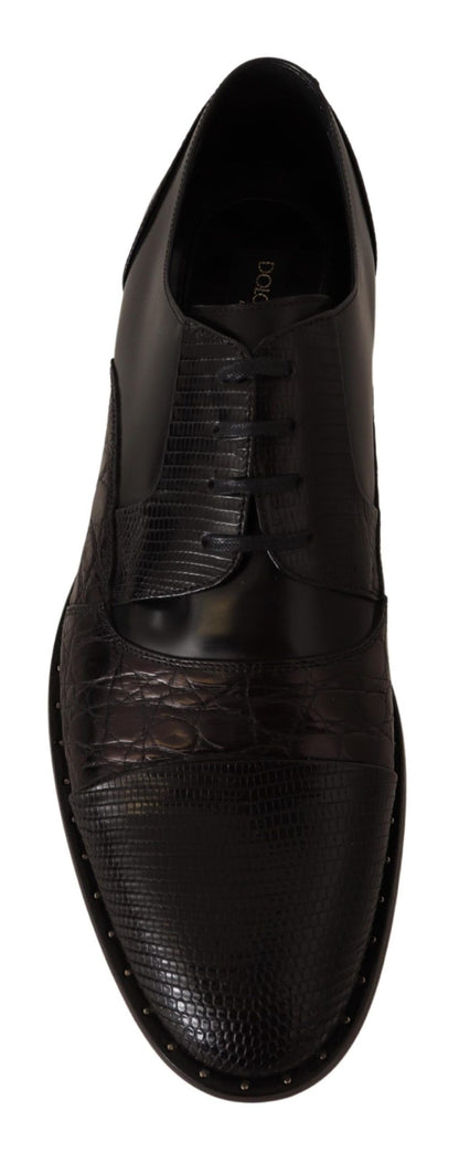 Zapatos de vestir Dolce & Gabbana de piel negra con pieles exóticas