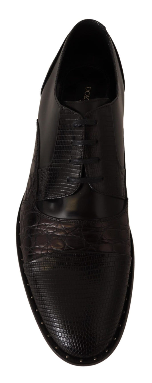 Zapatos de vestir Dolce & Gabbana de piel negra con pieles exóticas