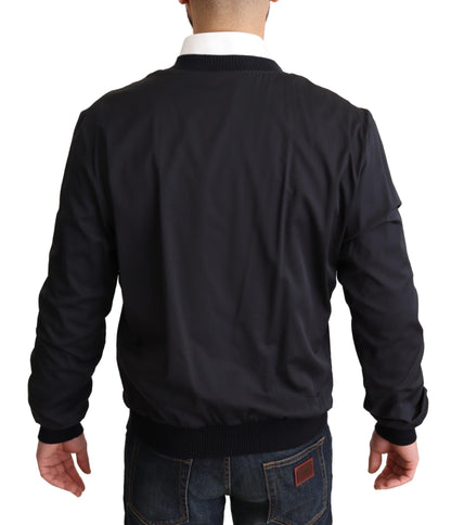 Chaqueta Bomber Corta de Seda Azul para Hombre Dolce & Gabbana