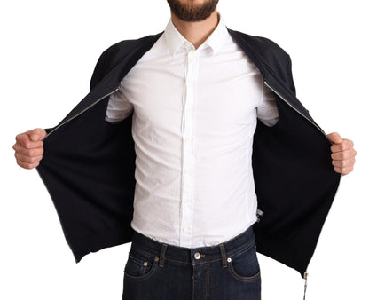 Chaqueta Bomber Corta de Seda Azul para Hombre Dolce & Gabbana