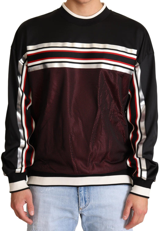 Dolce & Gabbana Suéter deportivo de malla negro y rojo con cuello redondo