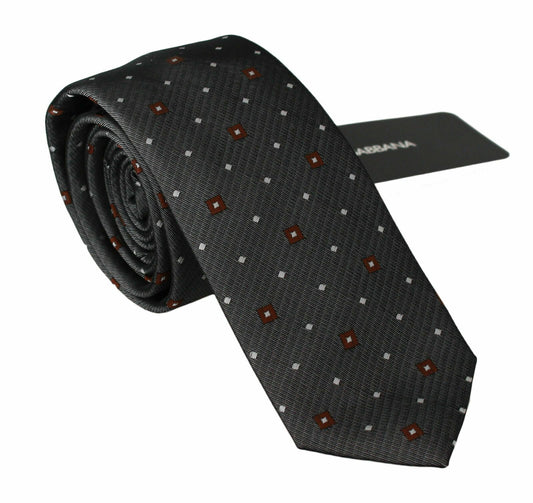 Corbata Clásica Delgado con Estampado Gris para Hombre Dolce & Gabbana