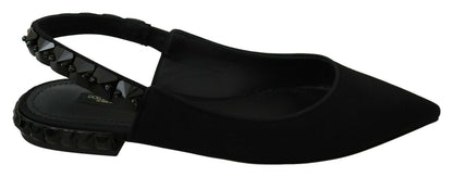 Zapatos planos negros destalonados de raso Dolce & Gabbana