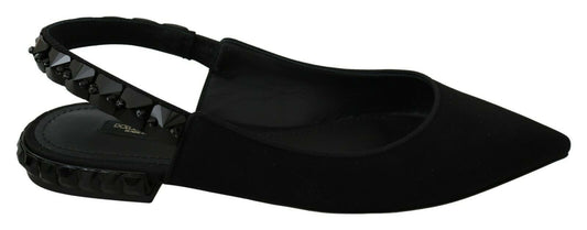 Zapatos planos negros destalonados de raso Dolce & Gabbana