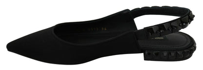 Zapatos planos negros destalonados de raso Dolce & Gabbana