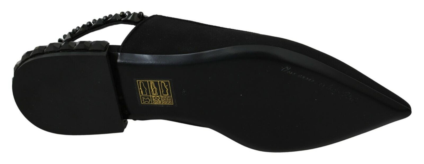Zapatos planos negros destalonados de raso Dolce & Gabbana