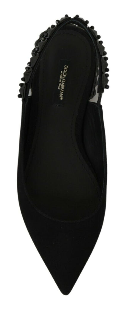 Zapatos planos negros destalonados de raso Dolce & Gabbana
