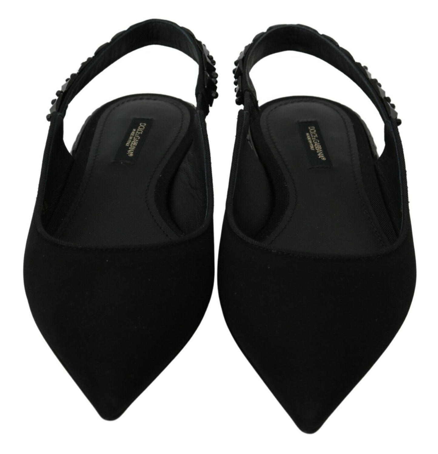 Zapatos planos negros destalonados de raso Dolce & Gabbana