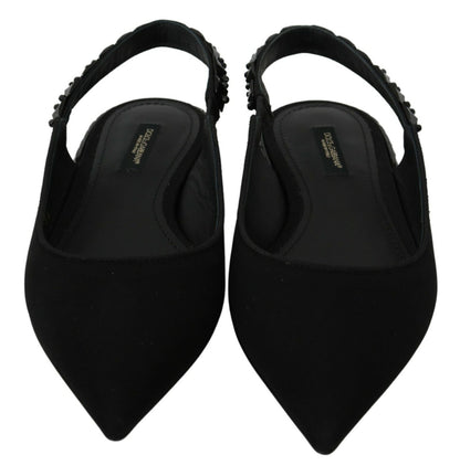 Zapatos planos negros destalonados de raso Dolce & Gabbana